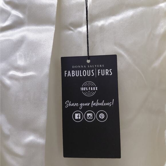 Donna Salyers Fabulous Furs Ivory Faux Fur Coat Plus 3X Long Plush Winter Jacket - Picture 9 of 10